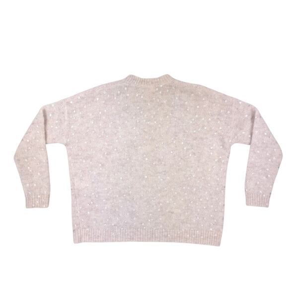 Sezane Ludivine Jumper Sweater Womens Small Beige Silver Polka Dot Mohair Wool - Picture 7 of 11